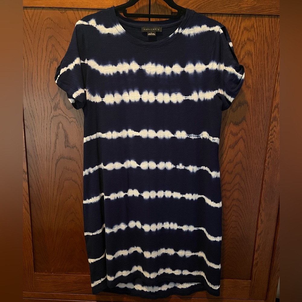 Navy Twist Sleeve T-Shirt Dress
